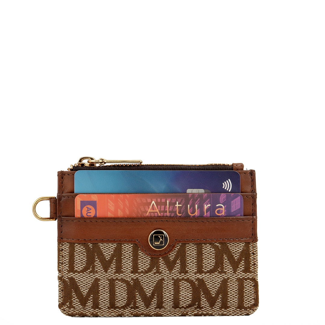4 Slot Card Case - Beige & Cognac