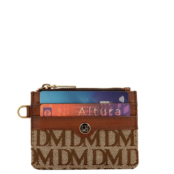 4 Slot Card Case - Beige & Cognac