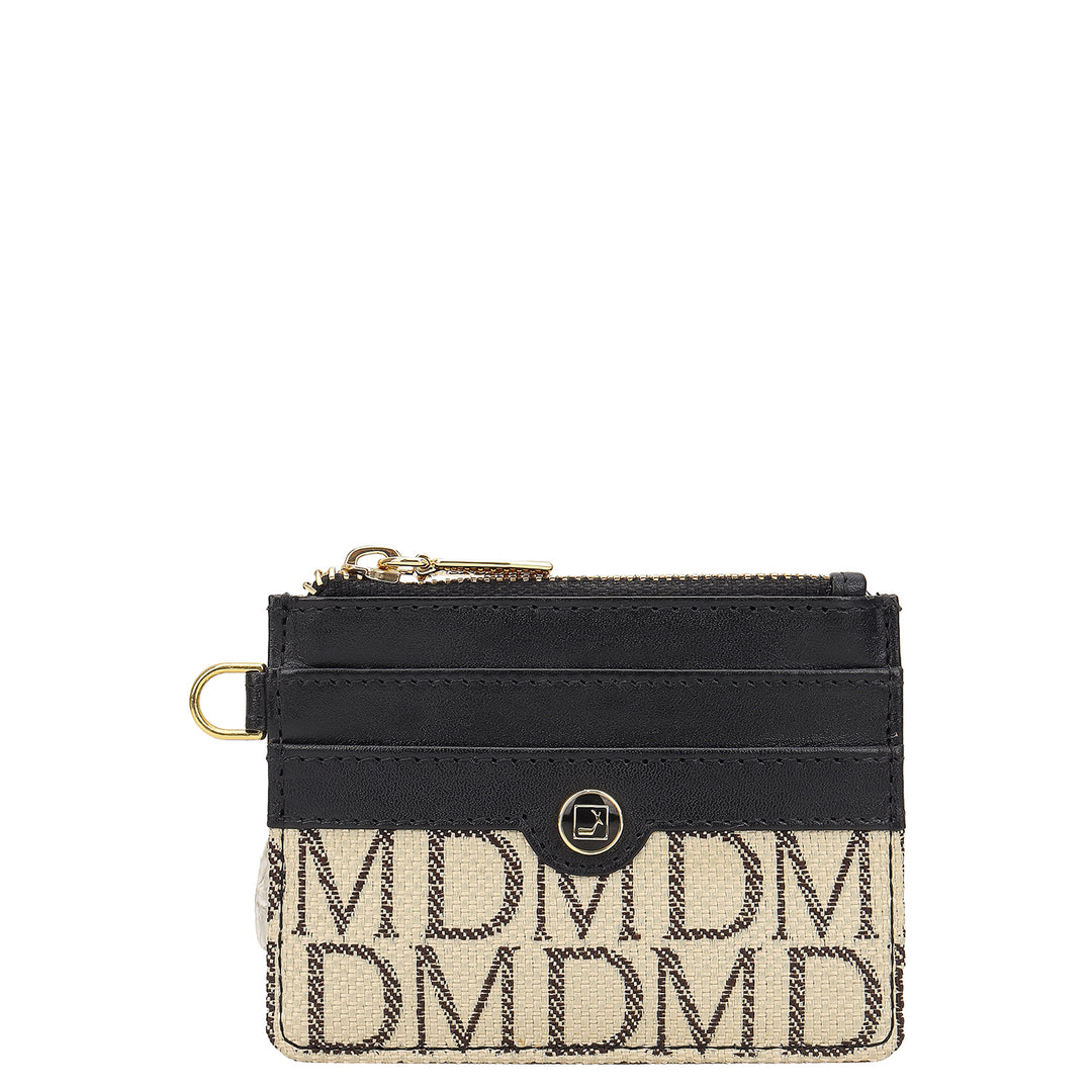 4 Slot Card Case - Beige & Black