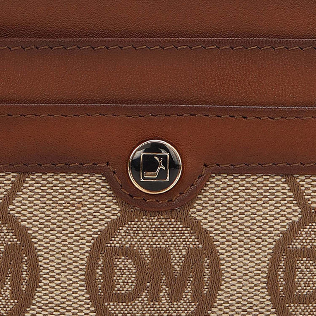 4 Slots Leather Card Case - Beige & Cognac
