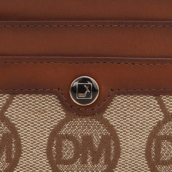 4 Slots Leather Card Case - Beige & Cognac
