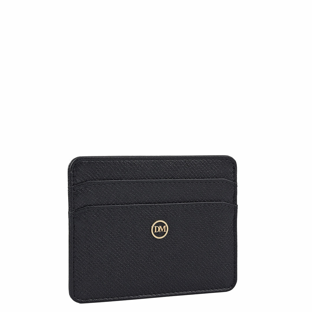 5 Slots Leather Card Case - Black