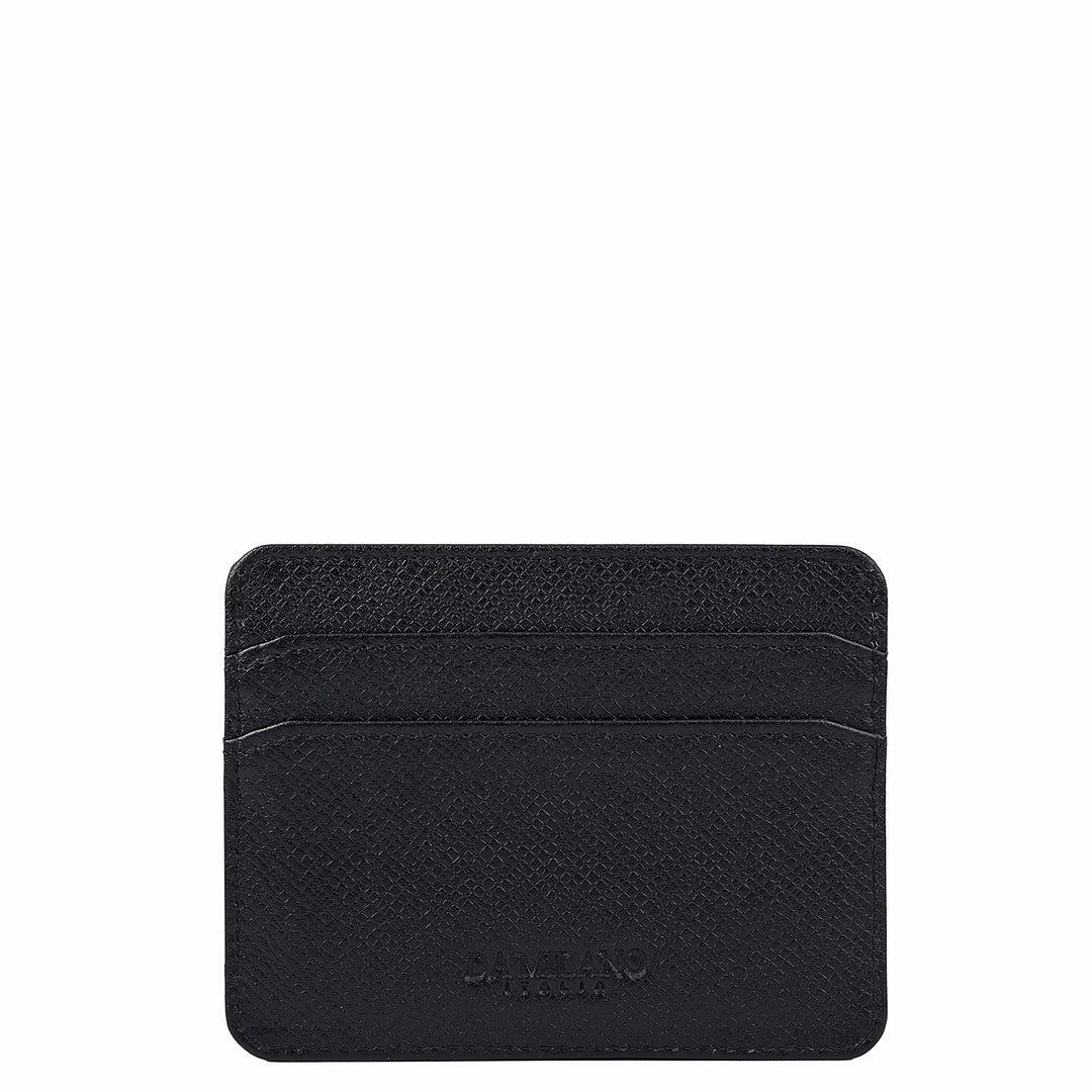 5 Slots Leather Card Case - Black