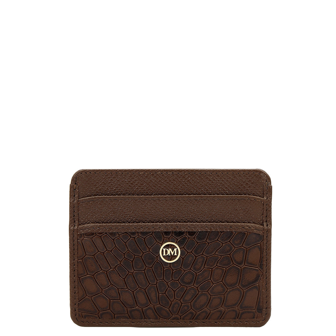 5 Slots  Leather Card Case - Walnut