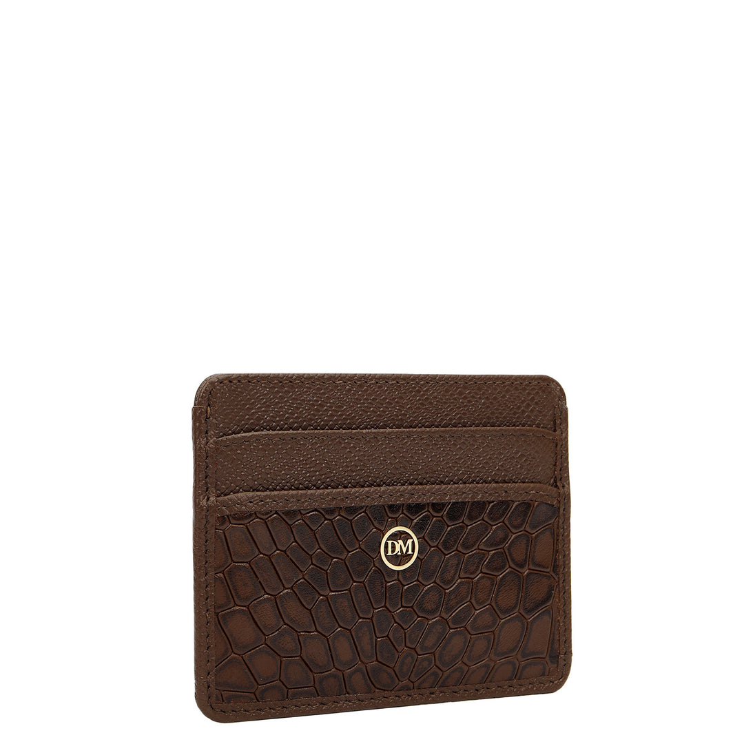 5 Slots  Leather Card Case - Walnut