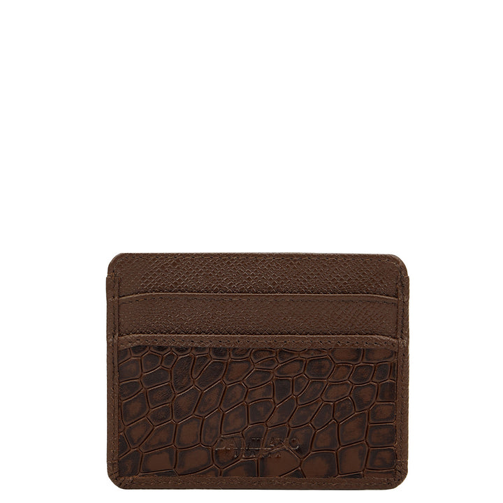 5 Slots  Leather Card Case - Walnut