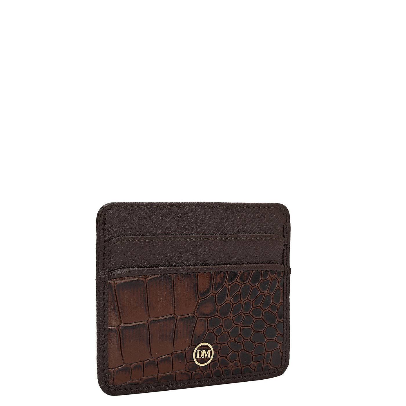 Croco Franzy Leather Card Case - Brown
