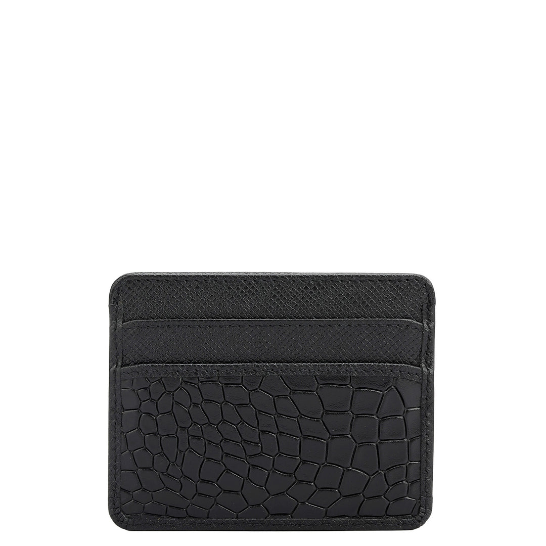 5 Slots Leather Card Case - Black