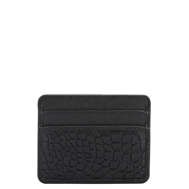 5 Slots Leather Card Case - Black