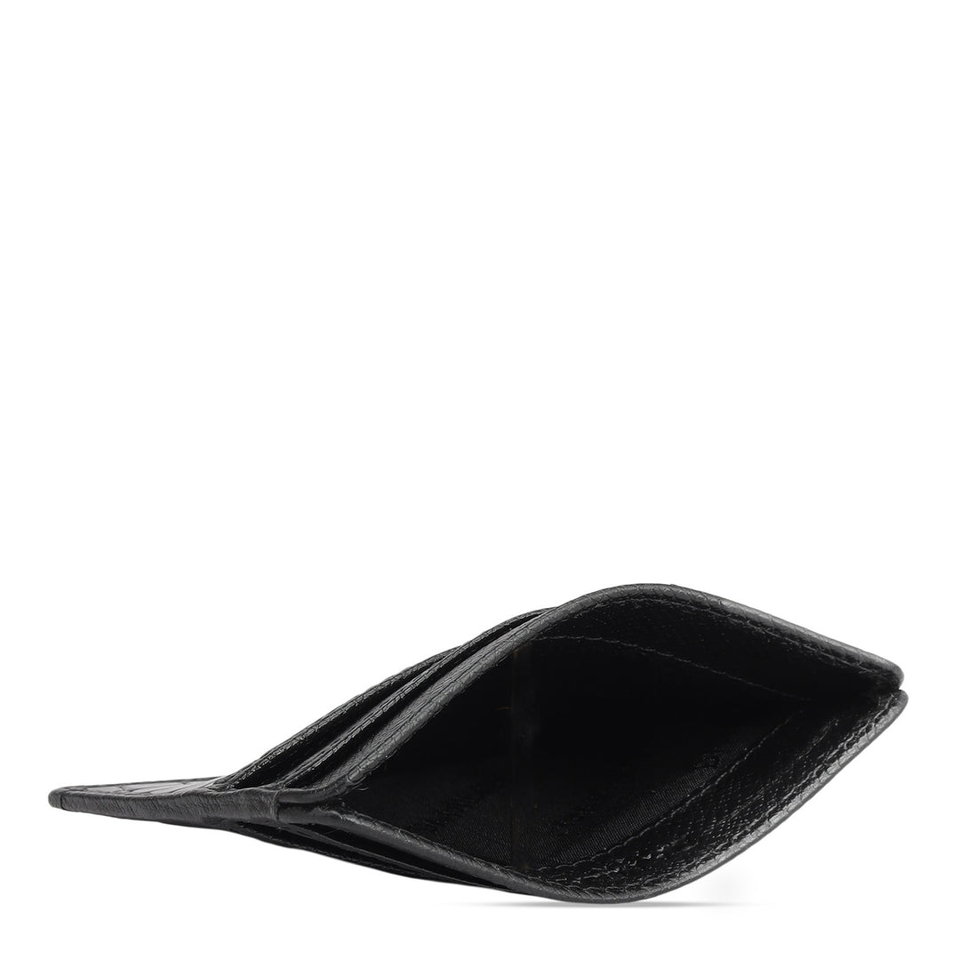 5 Slots Leather Card Case - Black