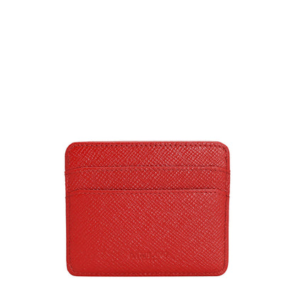 Croco Franzy Leather Card Case - Tomato