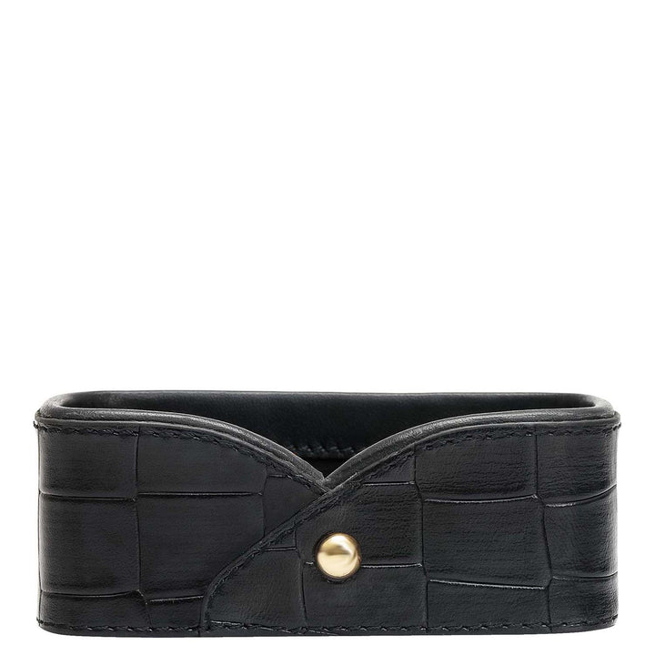 Croco Leather Card Organiser - Black