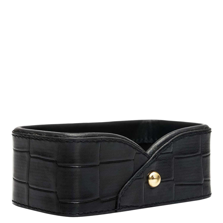 Croco Leather Card Organiser - Black
