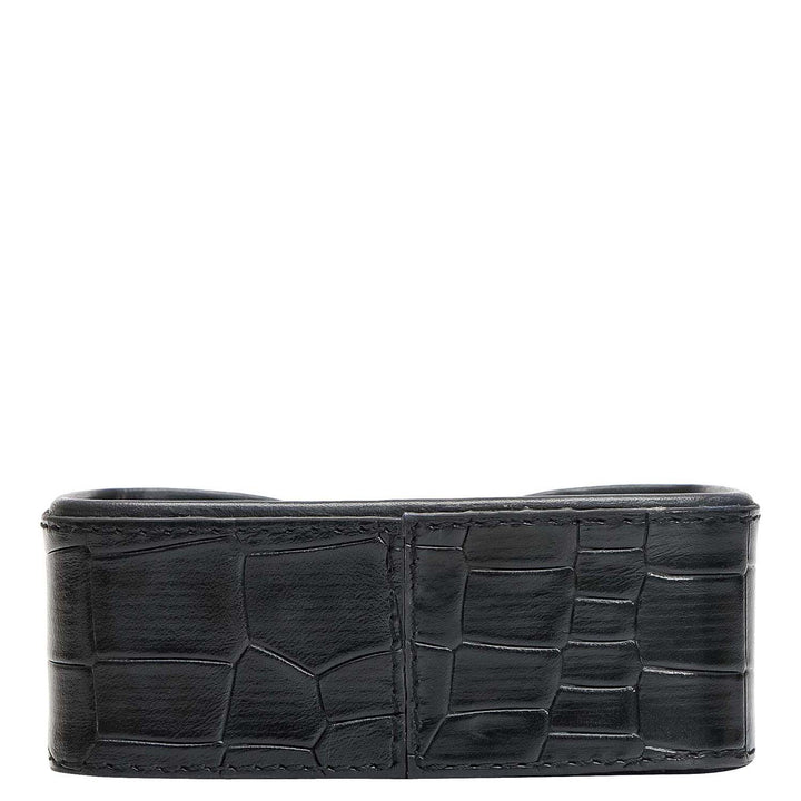 Croco Leather Card Organiser - Black