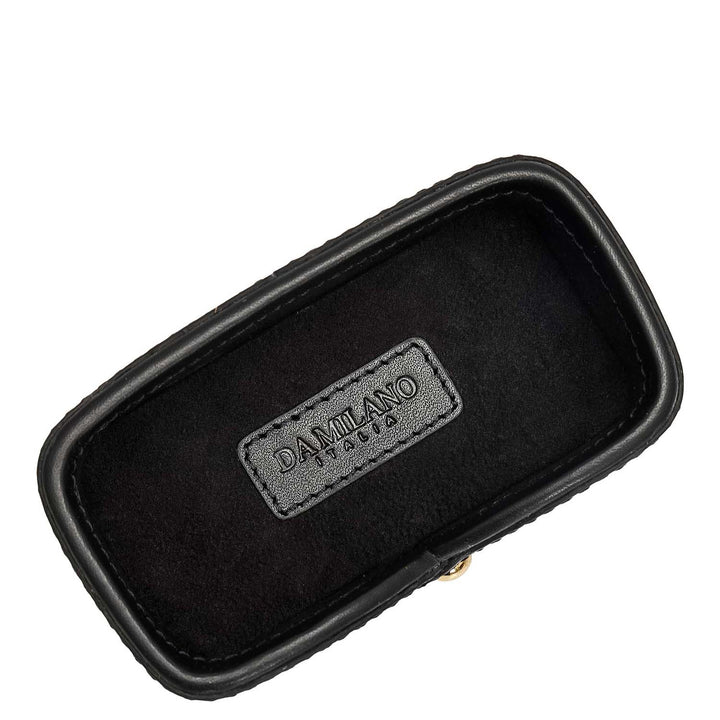 Croco Leather Card Organiser - Black