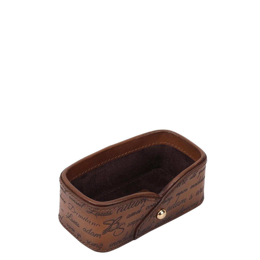 Multi Slot Leather Card Case - Cognac