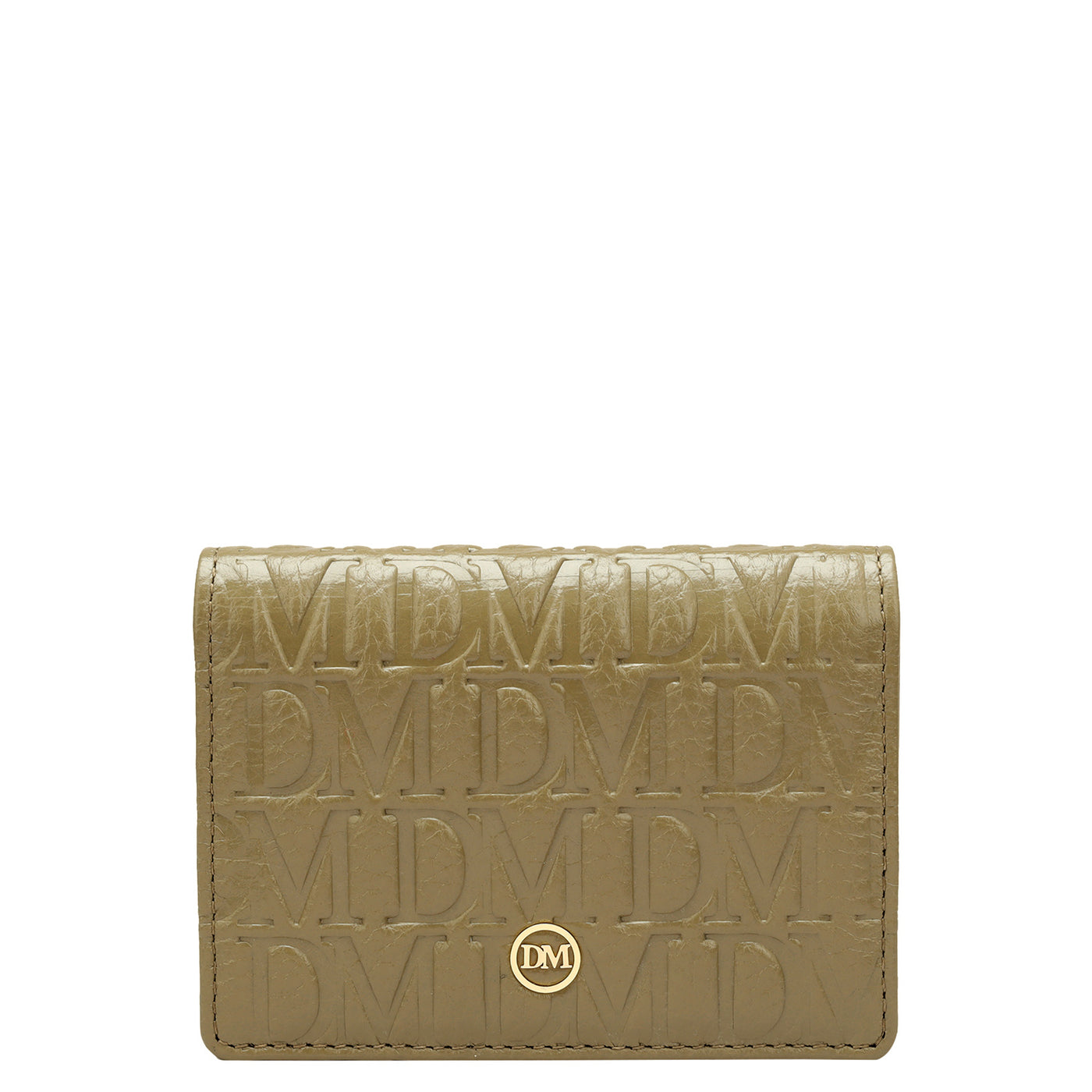 Monogram Wax Leather Card Case - Olive