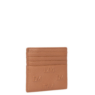Monogram Wax Leather Card Case - Caramel