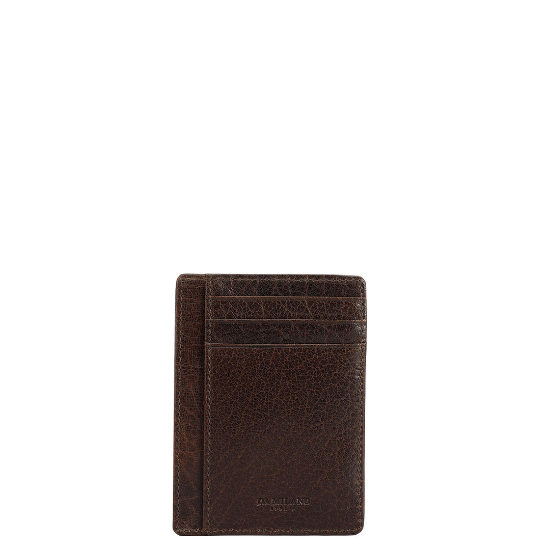 Multi Slot Leather Card Case - Brown