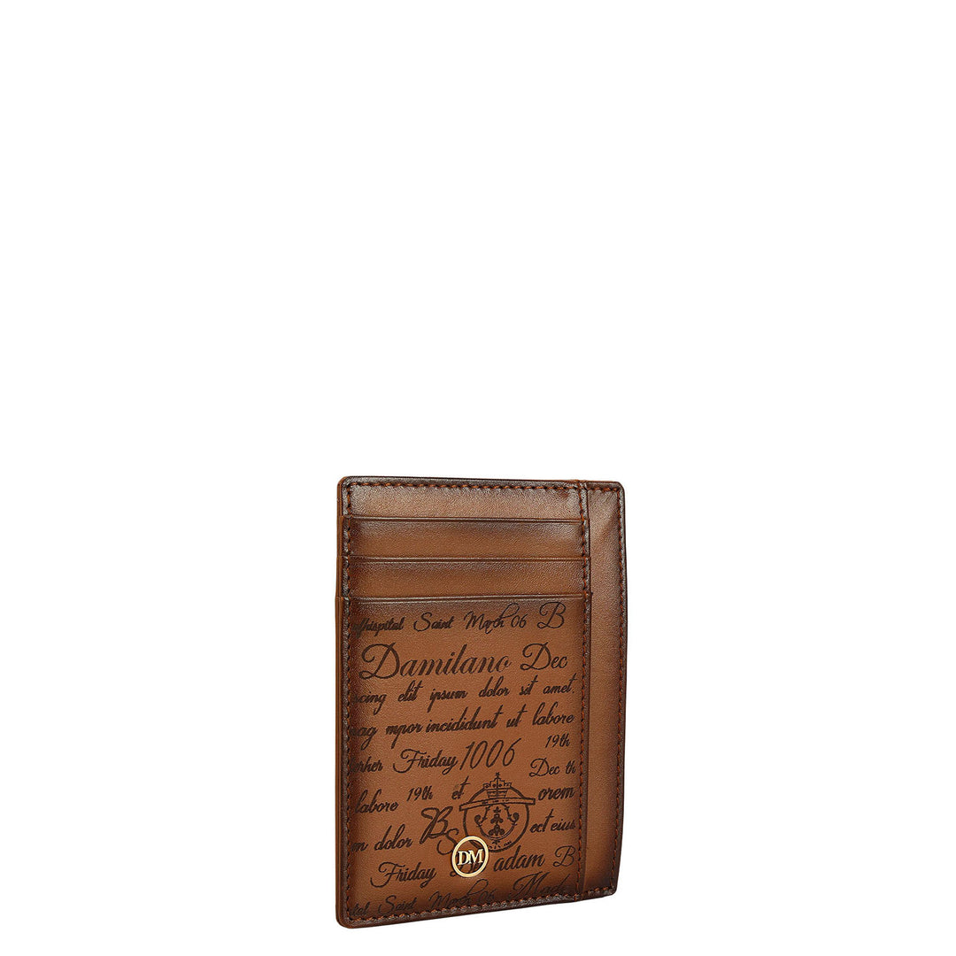 9 Slots Leather Card Case - Cognac