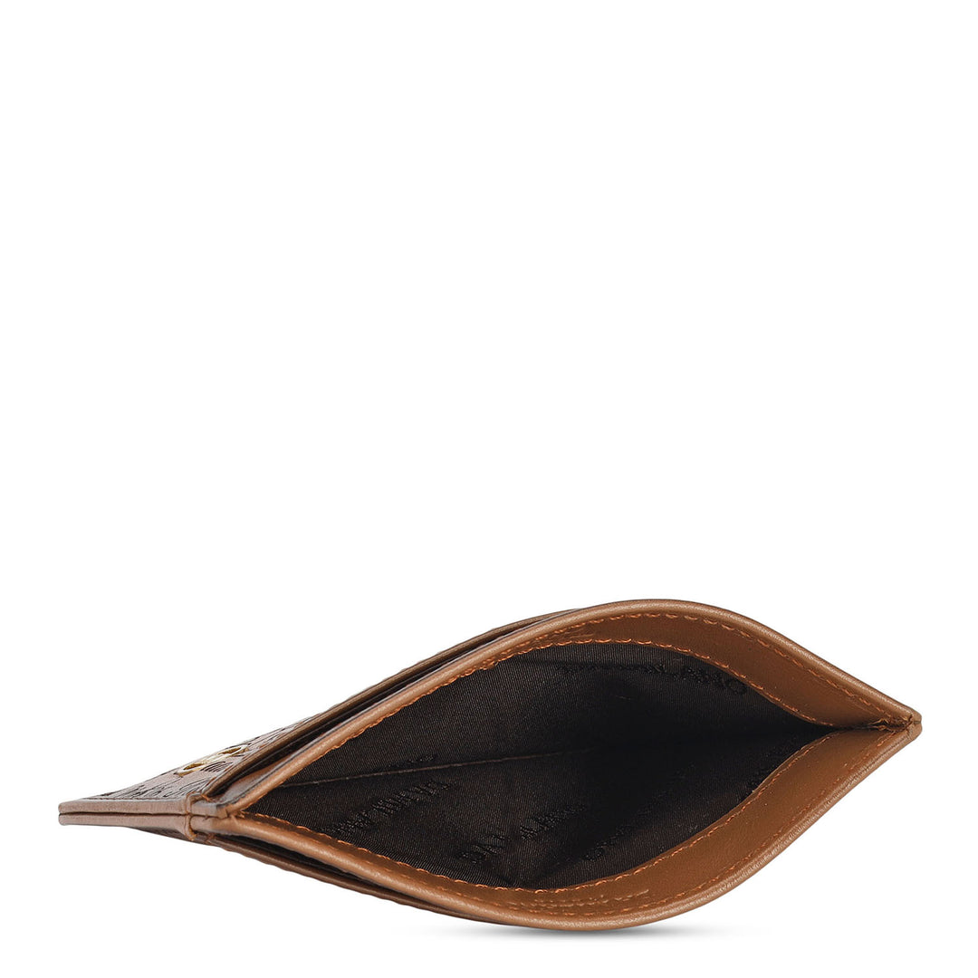 9 Slots Leather Card Case - Cognac