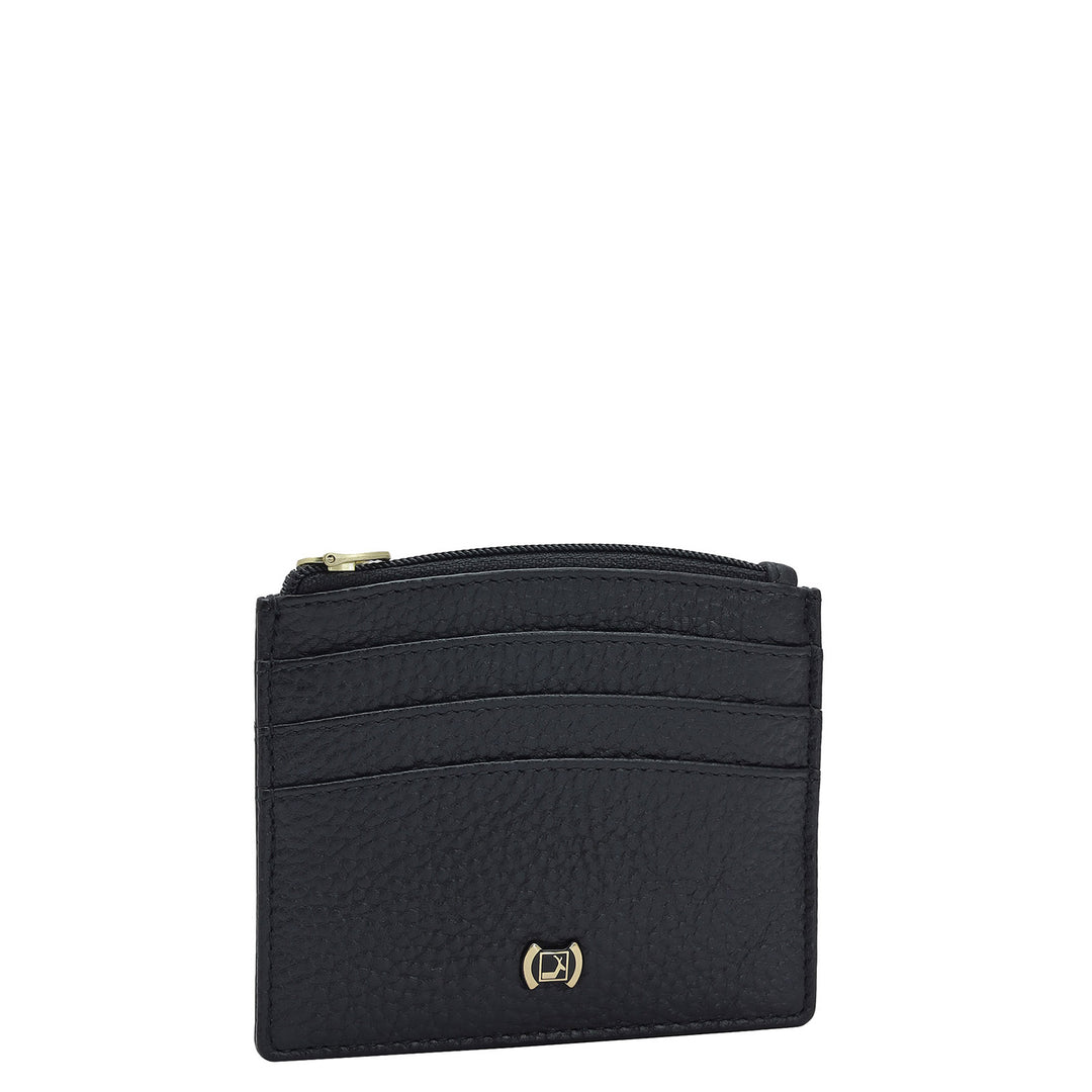 6 Slots Leather Card Case - Black