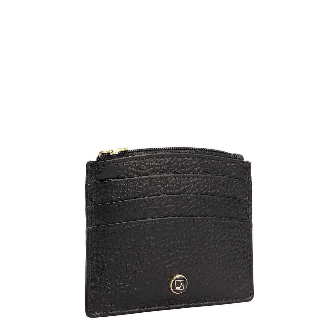 6 Slots Leather Card Case - Black