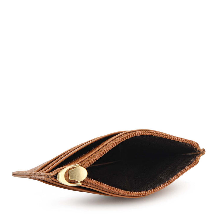 6 Slots Leather Card Case - Caramel