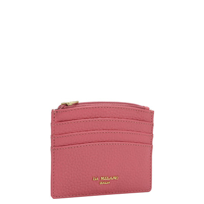 Wax Leather Card Case - Hyper Pink