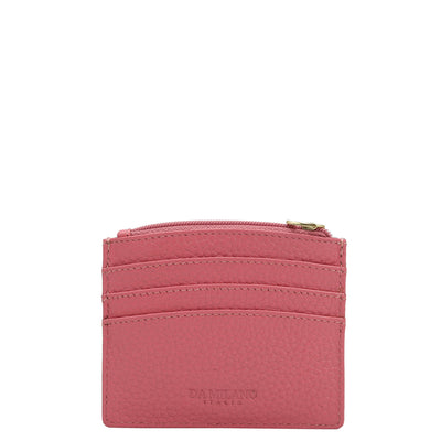 Wax Leather Card Case - Hyper Pink