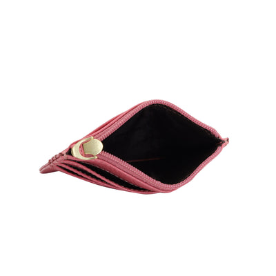 Wax Leather Card Case - Hyper Pink