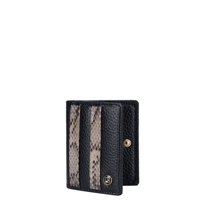 Wax Snake Leather Card Case - Black