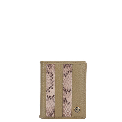 Wax Snake Leather Card Case - Olive