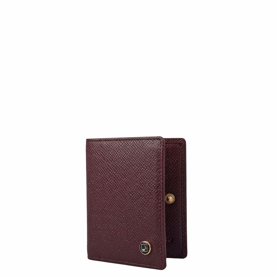 9 Slots Leather Card Case - Wine
