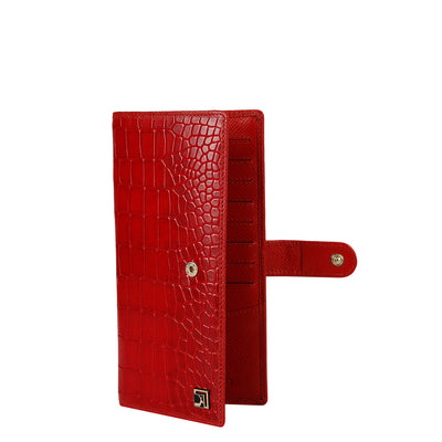 Croco Leather Card Case - Tomato