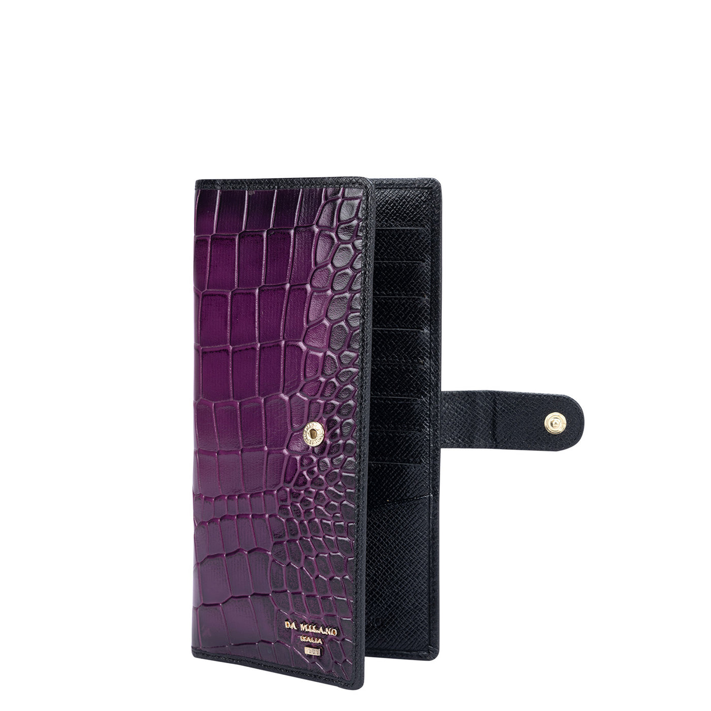 Croco Leather Card Case - Orchid