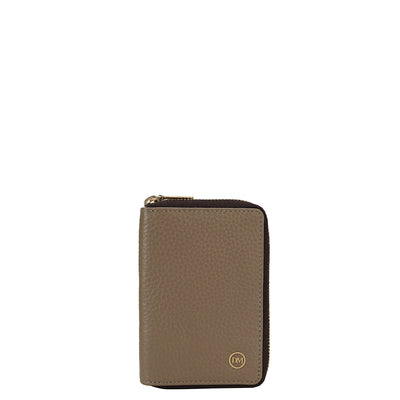 Wax Leather Card Case - Greyish Taupe