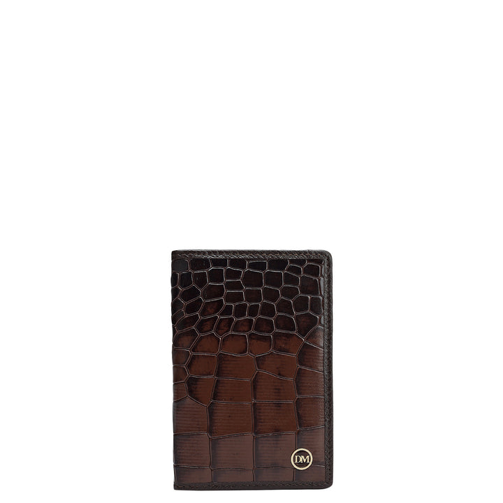 Croco Leather Card Case - Brown