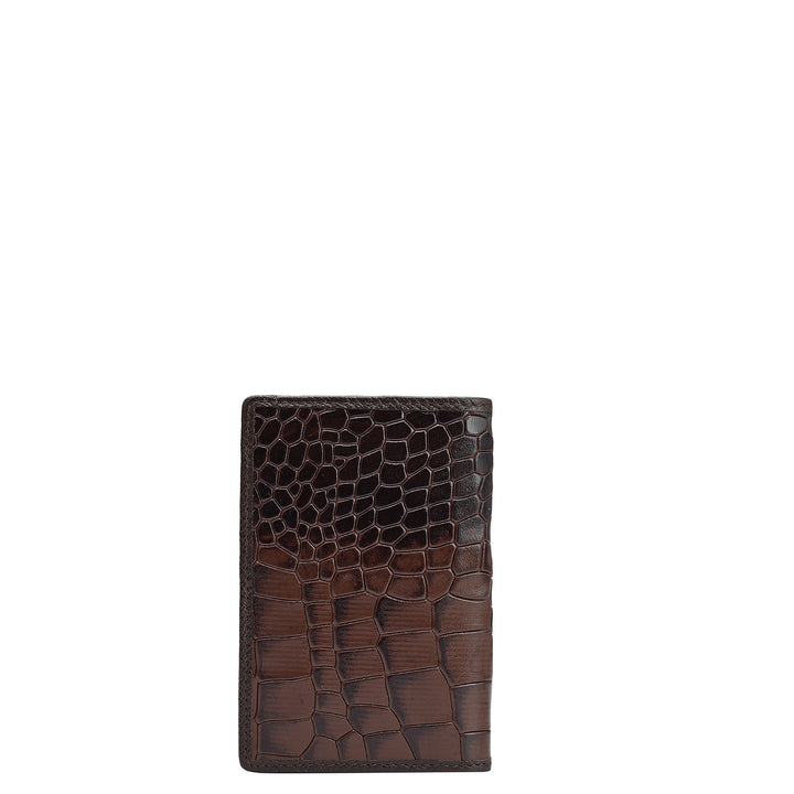Croco Leather Card Case - Brown
