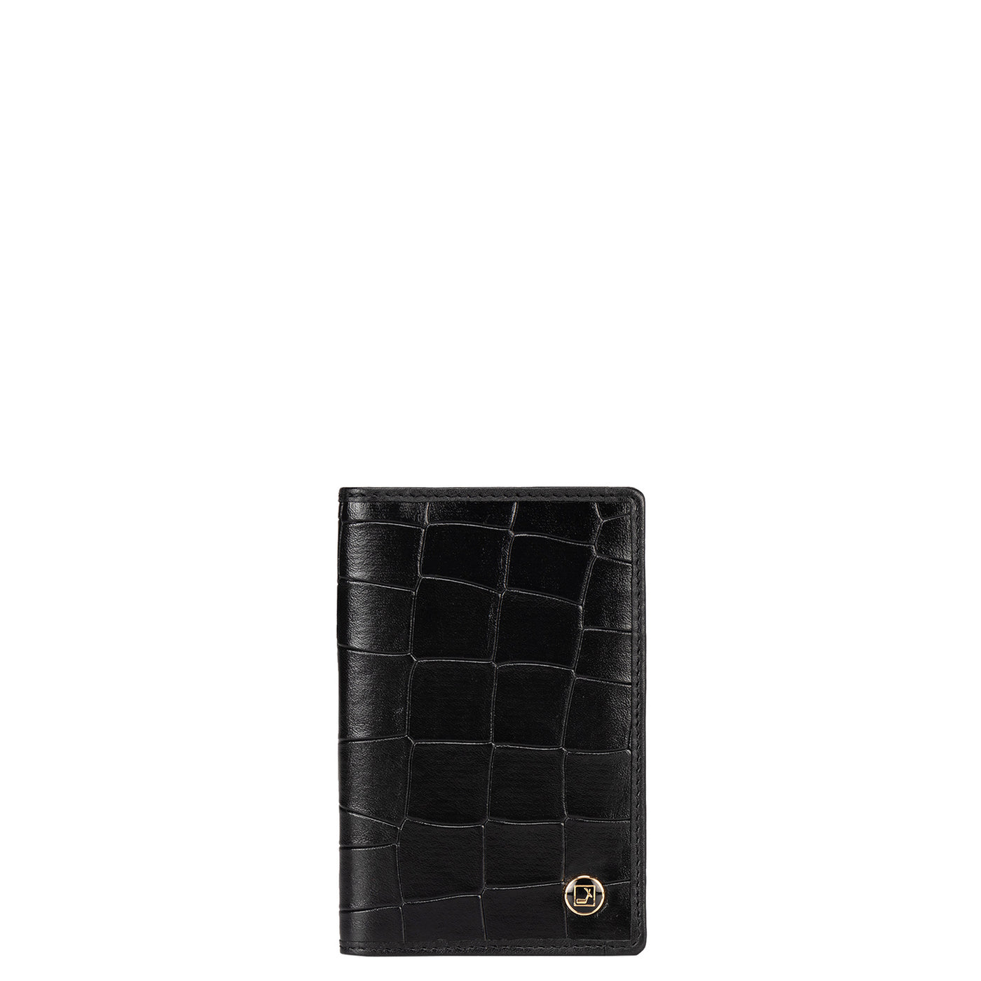 Croco Leather Card Case - Black