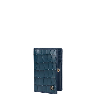 Croco Leather Card Case - Ocean