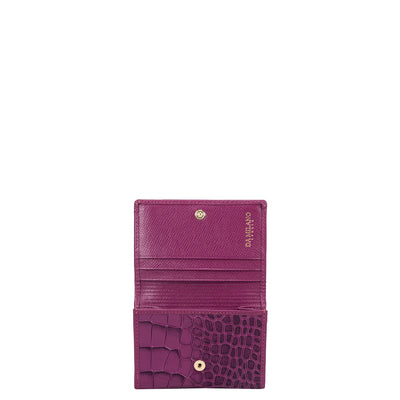 Croco Leather Card Case - Orchid