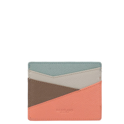 Franzy Leather Card Case - Salmon & Cafe