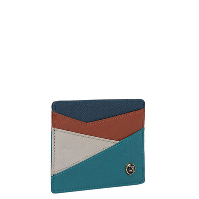 Franzy Leather Card Case - Teal & Lamb