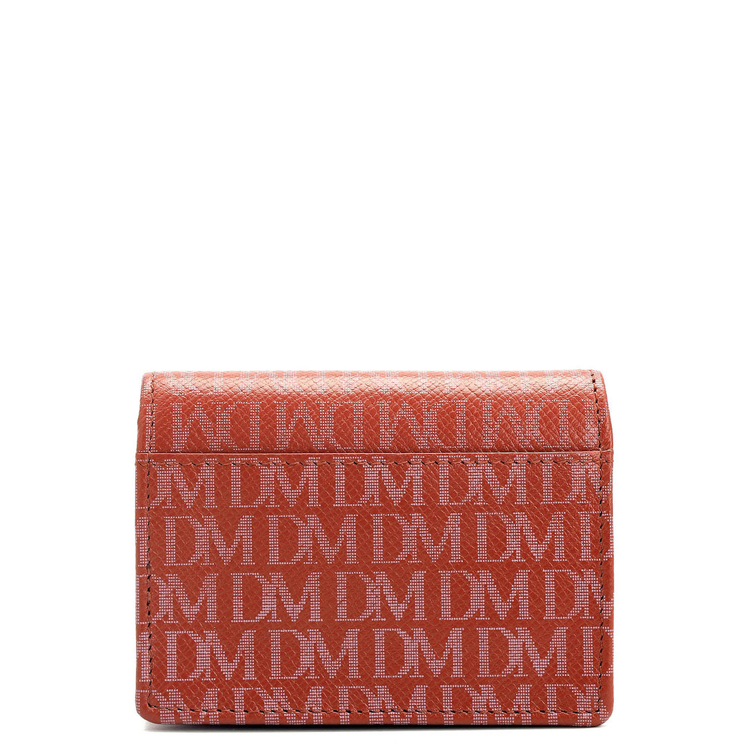 Monogram Leather Card Case - Brick