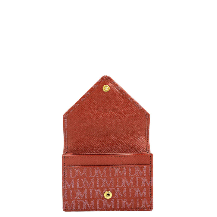 Monogram Leather Card Case - Brick