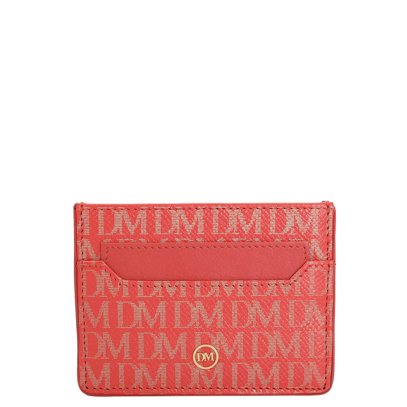 Monogram Leather Card Case - Corallo