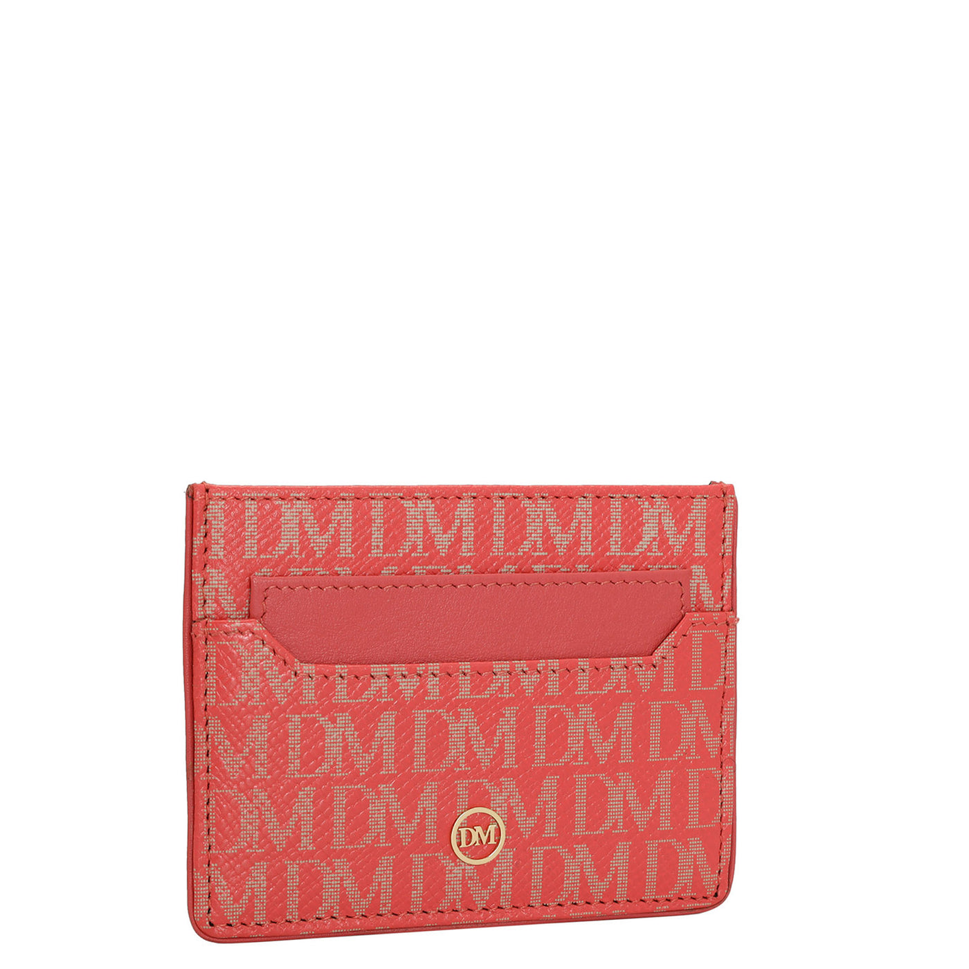 Monogram Leather Card Case - Corallo