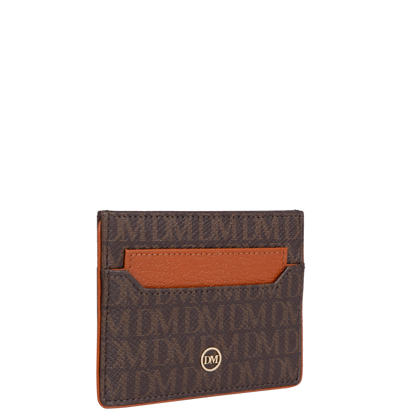 Monogram Leather Card Case - Oak