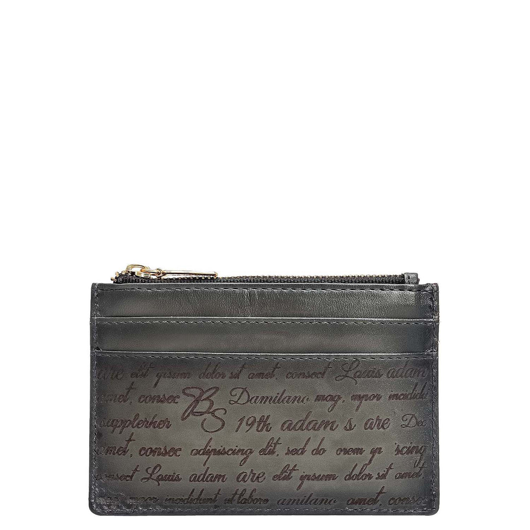 6 Slots Leather Card Case - Grey